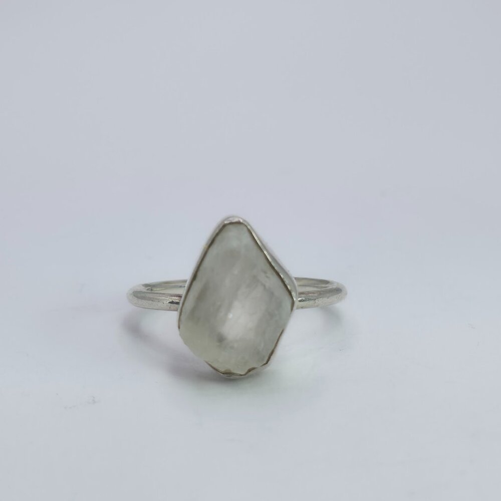 Ring 925‎ Sterling Silver  Raw Quartz Rough Cut Crystal Boho Minimalist Size 6 - Picture 7 of 7
